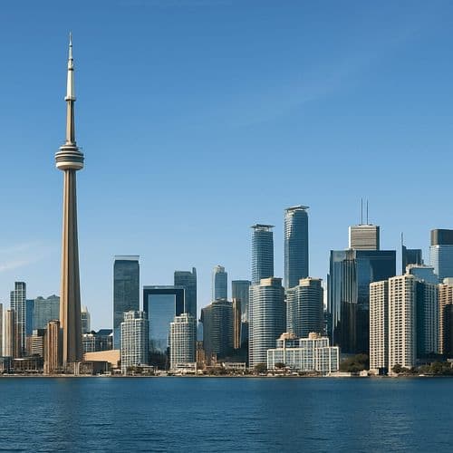 Toronto skyline with the CN Tower across the lake