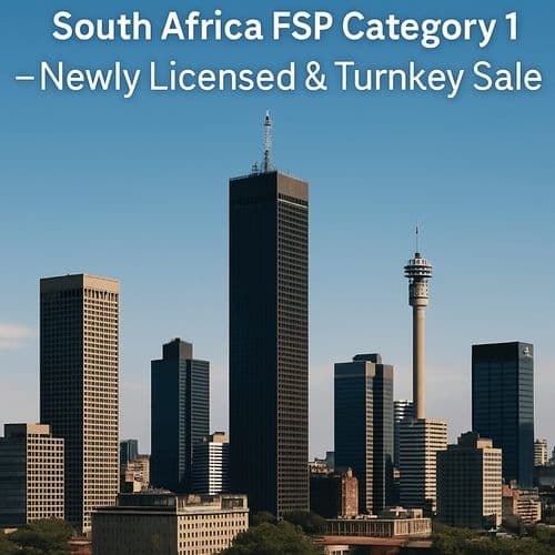 Johannesburg towers with Hillbrow Tower behind, captioned FSP Category 1 turnkey sale