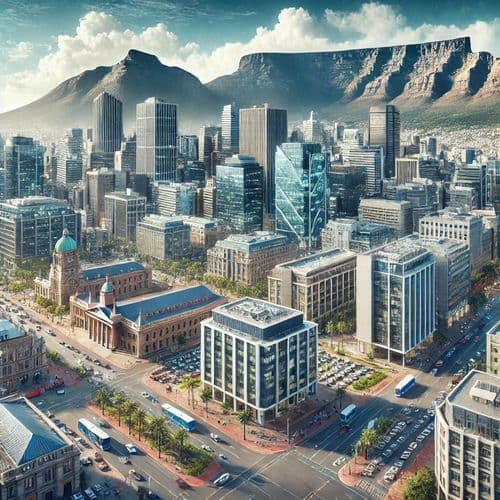 Cape Town cityscape beneath Table Mountain